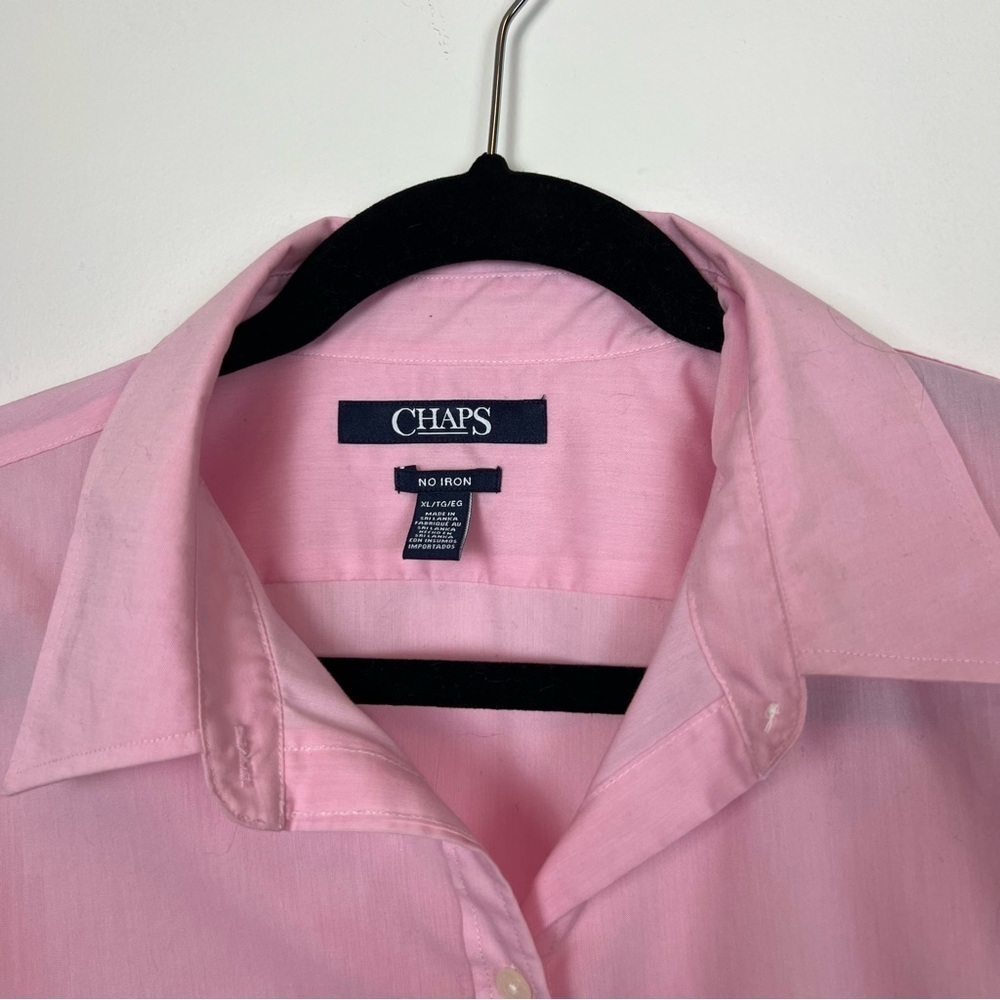 Chaps No Iron Cotton Pink Button Down Shirt Size XL Mens Casual Easter - Picture 4 of 6